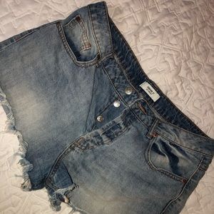 F21 distressed denim shorts
